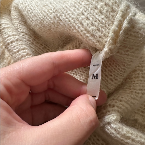 VINTAGE MOHAIR WOOL KNIT PONCHO SLEEVELESS TUNIC SWEATER SAND BEIGE NATURAL M-XL - Picture 7 of 10